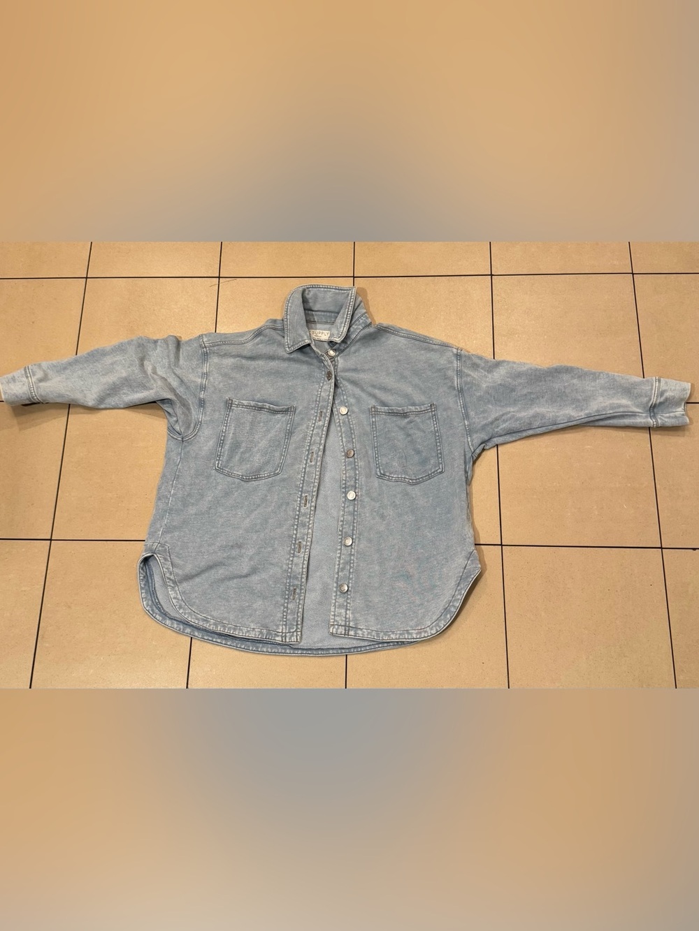 Z Supply Light Blue Denim Button-Front Shirt Jacket